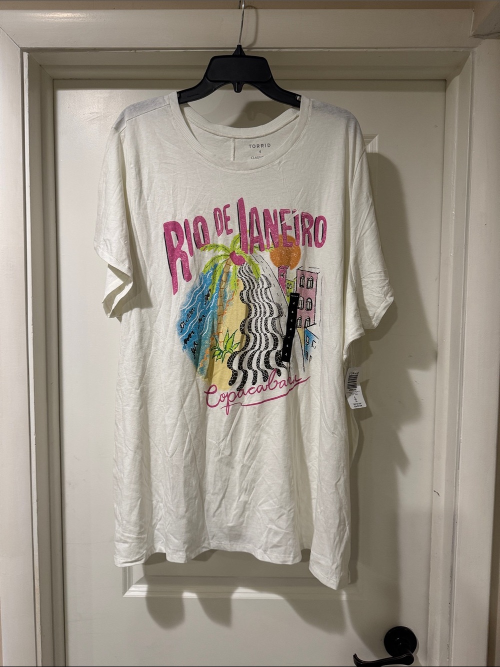 torrid White Rio de Janeiro Graphic Tee with Multicolor Print